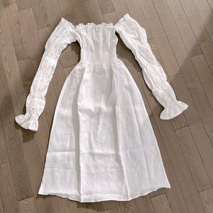 Sleeper Michelin Linen Dress in White. Size XS.
